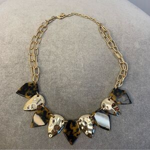 BELLA Jack goldtone tortoiseshell and hammered gold teardrop necklace